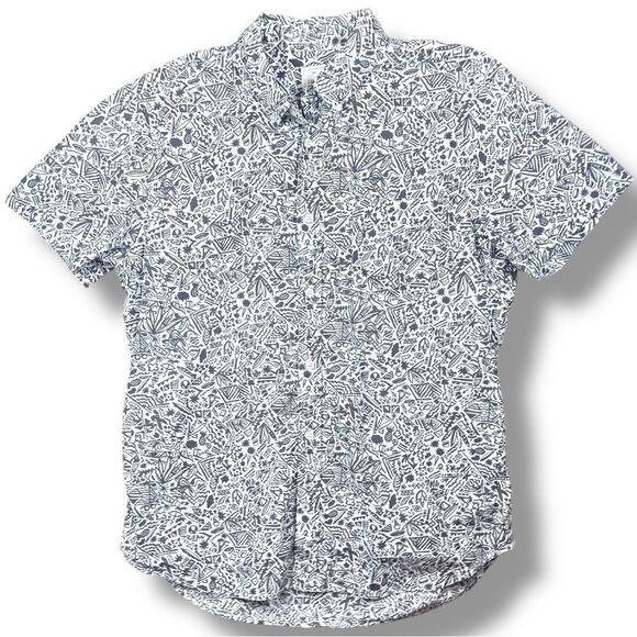 GAP Men’s White Tropical Print Button Down Live-In Casual Shirt Sz L - Picture 1 of 11